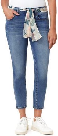 Kensie Belted Mid Rise Skinny Cropped Jeans in Majore Hibiscus at Nordstrom Rack, Size 10