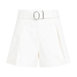 Jil Sander Mid Waist Katoenen Shorts - Dames - Bermuda - Beige - XS - Katoen - Korte Broeken