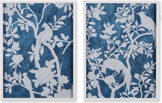 Napa Home & Garden Aviary Cyano Prints Set of 2 in Blue at Nordstrom, Size Medium
