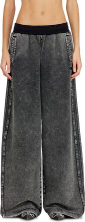 Diesel Wide pants in washed cotton with side bands - Pants - Woman - Grey