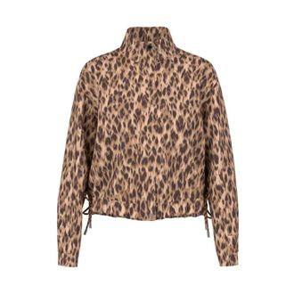 Marc Cain Korte Scuba Jersey Jas met Luipaardprint - Dames - Jassen - Bruin - Maat: M Jersey
