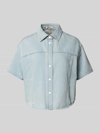 OPUS Boxy Fit Jeansbluse mit 1/2-Arm Modell Ferluna breath in Hellblau, Gr&ouml;&szlig;e L