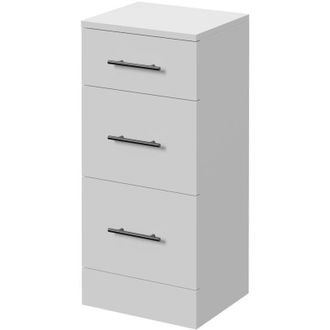 Alexander James Alexander James Gloss White 350mm x 300mm 3 Drawer Storage Unit - 350mm - Gunmetal Grey 96mm Bar Handle