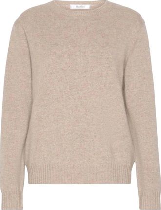 Max Mara Kasjmieren trui met ronde hals - Dames - Truien - Beige - Maat: S Kasjmier