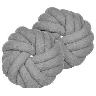 Beliani Conjunto De 2 Cojines De Boucl&eacute; Gris 31 X 31 Cm Suave Moderno Akola