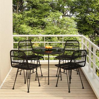 vidaXL Vidaxl - Juego De Comedor De Jard&iacute;n 5 Piezas Rat&aacute;n Sint&eacute;tico Negro