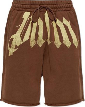 Palm Angels Logo Shorts - Heren - Korte Broeken - Bruin - M - Katoen - Korte Broeken