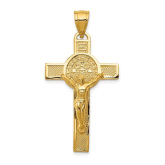 Diamond2Deal 14k Yellow Gold San Benito 2-Sided Crucifix Pendant