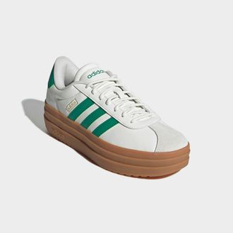 adidas Plateausneaker ADIDAS SPORTSWEAR VL COURT BOLD, Damen, Gr. 38,5, weiss (core wei&szlig;, court gr&uuml;n, gold metallic), Leder, Synthetik, Schuhe Plateausneaker