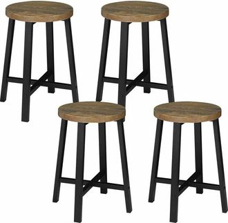 Woltu 4x Sillas De Comedor De Madera Taburete Redondo De Madera Maciza Silla Tocador Resistente Taburete Bajo Para Cocina Comedor Dormitorio Pasillo Marrone