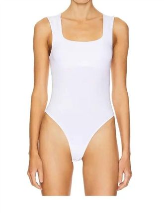 Free People Luna Square Neck Bodysuit In Optic White