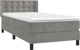 vidaXL Vidaxl - Cama Box Spring Con Colch&oacute;n Terciopelo Gris Claro 90x190 Cm