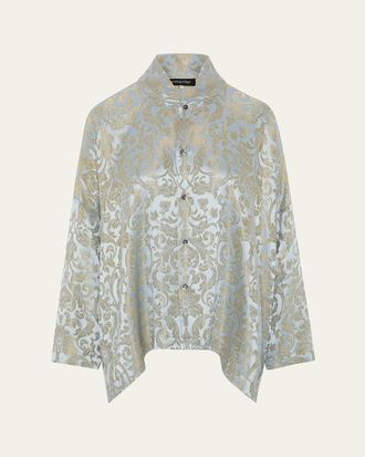 Eskandar Wide Longer Back Chinese Collar Shirt - Mid Plus Length