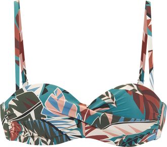 Buffalo B&uuml;gel-Bandeau-Bikini-Top BUFFALO Moana, Damen, Gr. 36, Cup E, aqua bedruckt, Recycling-Polyamid, bedruckt, Bikini-Oberteile B&uuml;gel-Bandeau-Bikini-Top, 