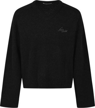 Acne Studios Jersey de cuello en V de pelo de camello - Knitwear - Hombre - Negro - L