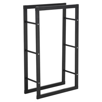 HOMCOM 100cm Metal Firewood Log Holder Rack Elevated Design - Base Side Rails | TJ Hughes