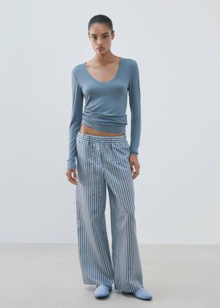 Mango Maglietta pigiama misto lyocell lana blu - Donna - S - MANGO