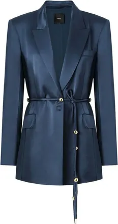 Pinko Tailored Blue Jacket With Cinched Waist And Metallic Accents