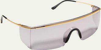Tom Ford Mens Pavlos-02 Metal Flat-Top Shield Sunglasses