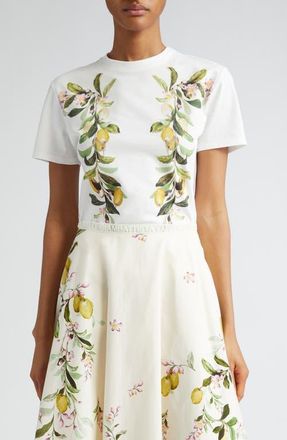 Giambattista Valli Lemon Tree Cotton Graphic T-Shirt in White at Nordstrom, Size Small