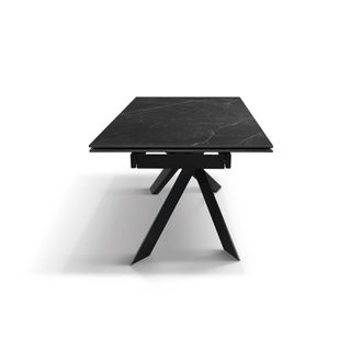 Konte Design Mesa de cer&aacute;mica negra, base negra, extensible 160x90 cm-240x90 cm