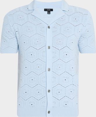 Reiss Mens Royce Geometric Crochet Camp Shirt