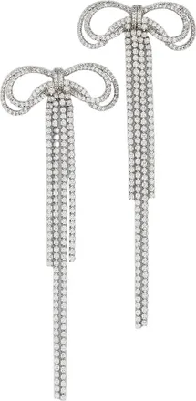 Self Portrait Silver Double Bow Drop Earrings