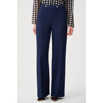 Joseph Ribkoff Scuba Crepe Wide Leg Pull-On Pants in Indigo at Nordstrom, Size 16