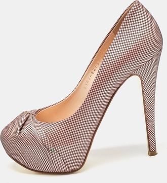 Gina Pink/black Woven Straw Claire Platform Pumps