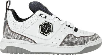 Philipp Plein Mix Leather Lo-Top Sneakers Crystal - Heren - Sneakers - Veelkleurig - 40 EU - Leer - Schoenen