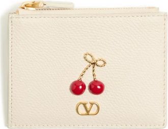 Valentino Garavani Cherryfic grained card holder - Toni neutri
