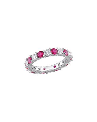Rina Limor Silver 3.70 ct. tw. Lab-Grown Created Ruby, Created White Sapphire Eternity Ring