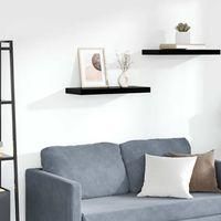OEM Estante Flotante, Negro Brillante, 60 X 23,5 X 3,8 Cm, Mdf-crezuo