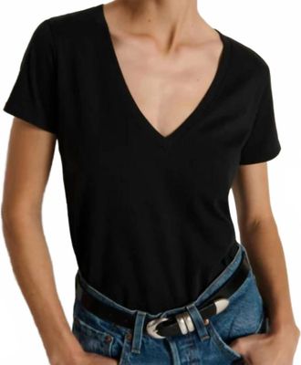Nation Ltd Blair Short Sleeve Slim V Tee In Black
