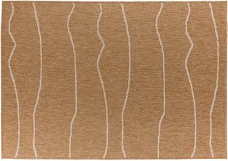 Nazar Rugs Alfombra interior/exterior yute natural con ondas blancas - 200x290 cm
