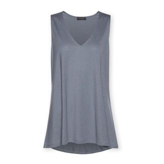 Elena Miro Gem&ecirc;leerde Lyocell Top met V-hals - Dames - Tops zonder mouwen - Grijs - XS - Leer - Tops