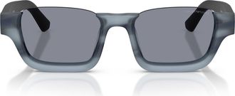 Emporio Armani 58mm Rectangle Sunglasses in Havana Blue/grey at Nordstrom