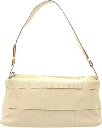 Ferragamo Pre-owned Shoulder Bags, female, Beige, Size: ONE SIZE Pre-owned Canvas Shoulder Bag