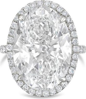 Diana M. Jewels Platinum 5ct lab grown Oval Diamond Halo Pav&eacute; Ring