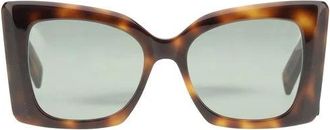 Saint Laurent Bold Vierkante Zonnebril met Gouden Logo - Dames - Zonnebrillen - Bruin - ONE Size - Accessoires