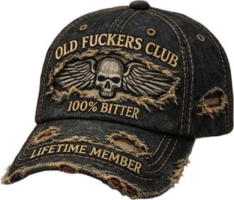 Generic Old Fuckers Club-Vintage Baseball Cap, Old Fuckers Club Adjustable Distressed Hat Embroidered 100% Bitter Lifetime Member (B)
