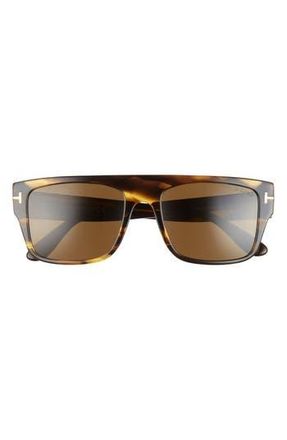 Tom Ford 55mm Rectangular Sunglasses in Dbrno/rovx at Nordstrom Rack