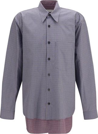 Dries Van Noten Camber Double-Layer Shirt - - Shirts - Uomo - Blu - M