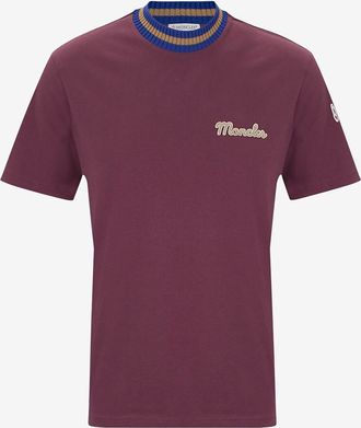 Moncler T-Shirt mit gestreiftem Rundhalsausschnitt und Retro-Logo
