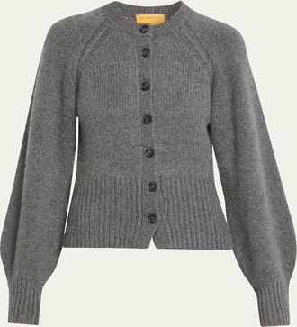 Guest In Residence Sculpted Crewneck Cashmere Cardigan