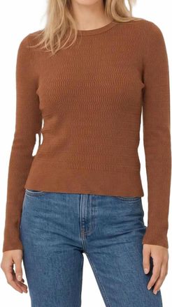 525 america Leni Novelty Rib Long Sleeve Crewneck Top In Carob Brown
