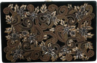 Dolce & Gabbana Womens Black Velvet Gold Frame Clutch Evening Party Purse Bag Cotton