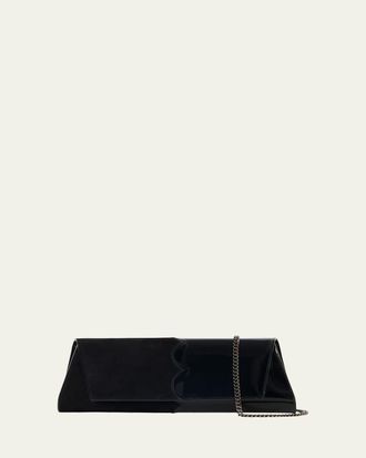 Akris Anouk Small Leather & Suede Trapezoid Clutch Bag