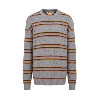Marni Cashmere Jumper with Openwork Knit - male - Marni - Cashmere Knitwear - Multicolor - XL - Knitwear