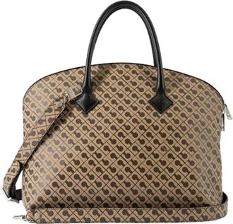 Gherardini Large Brown Geometric Pattern Bowling Handbag